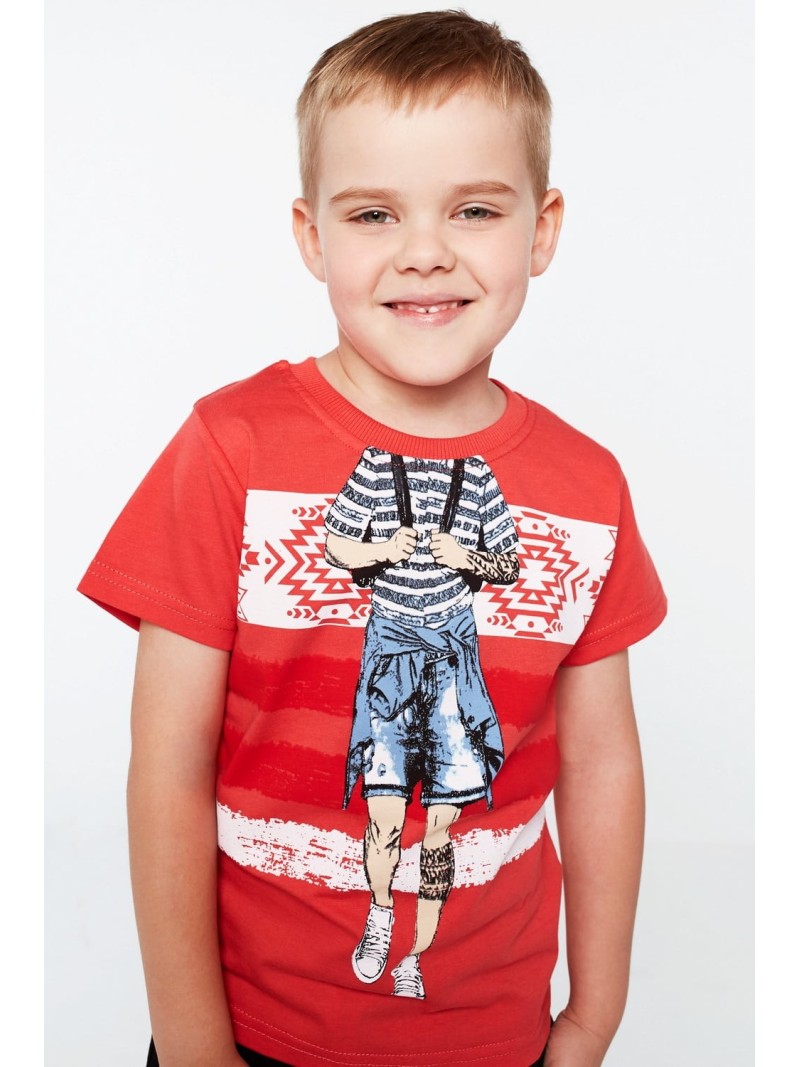 Jungen-T-Shirt mit rotem Aufdruck NDZ4461 – Online-Shop – Boutique